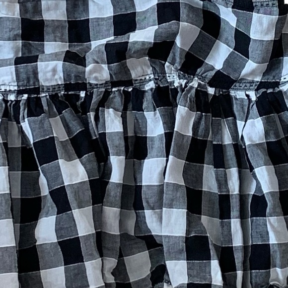 DEX size small black & white plaid crop top peplum style with spaghetti ties - Picture 5 of 6